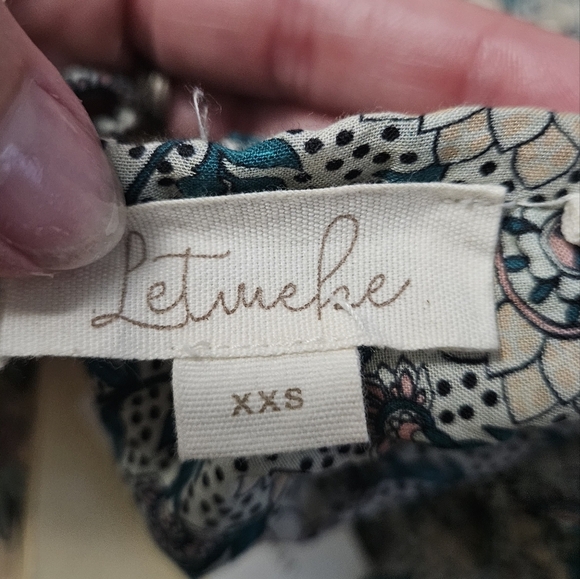 ANTHROPOLOGIE Let Me Be High-Neck Printed Peasant Blouse. Teal/mauve. XXS NWT - Picture 9 of 16